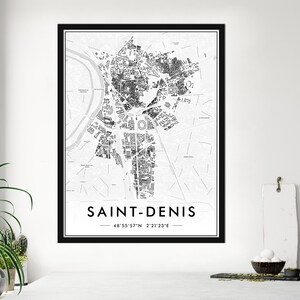 Poster Saint-Denis Black & White | Poster Saint-Denis Impression 300Dpi | Karte von Saint-Denis Wall Decoration | ANGEBOTENE ANPASSUNG