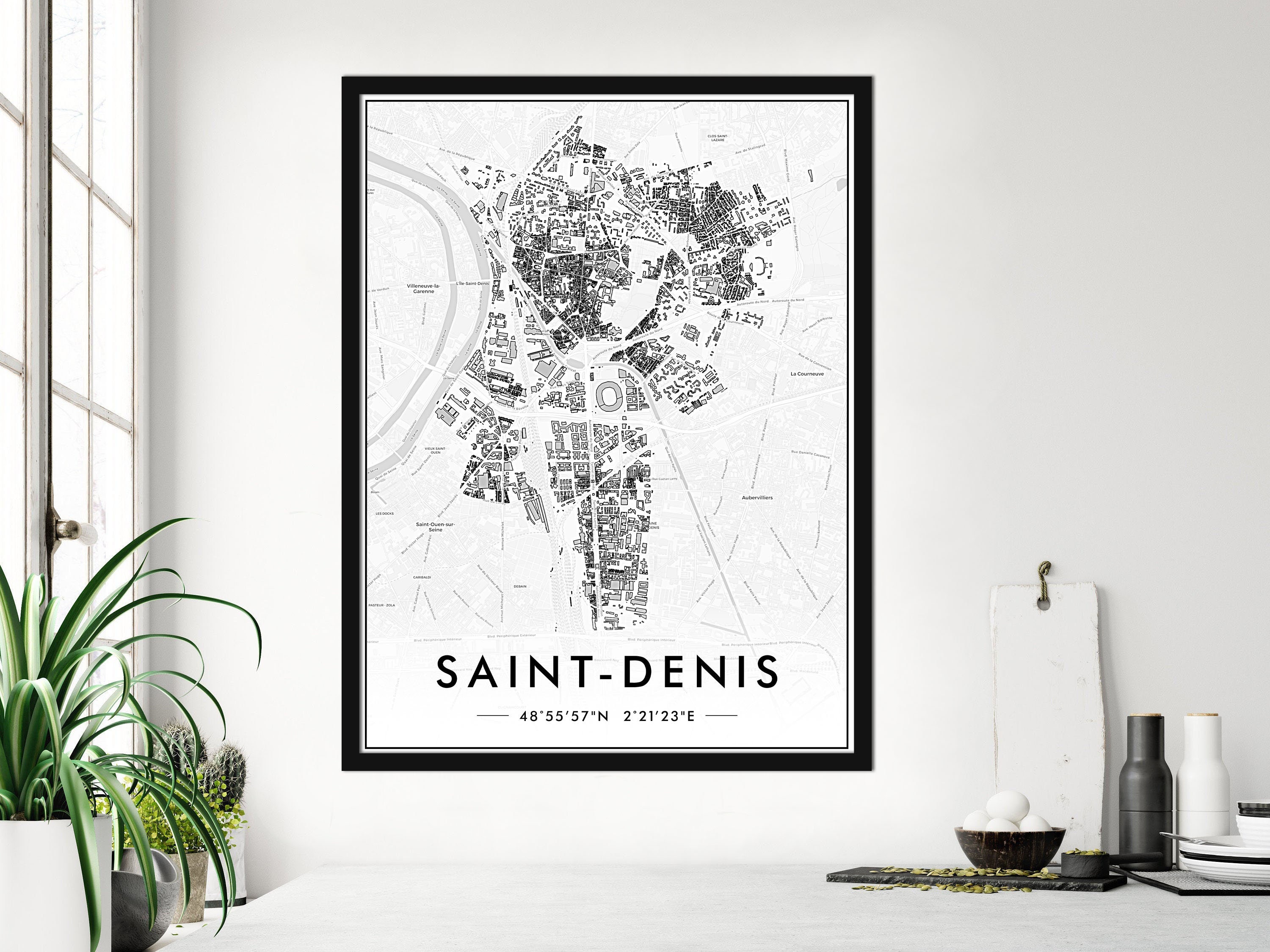 Affiche Saint-Denis Noir&blanc | Poster Impression 300Dpi Carte de Décoration Murale Personnalisatio