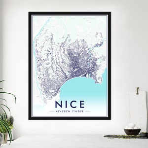 Poster Nice Color | Poster Schöne Impression 300Dpi | Karte von Nizza für Wanddekoration | ANGEBOTENE ANPASSUNG