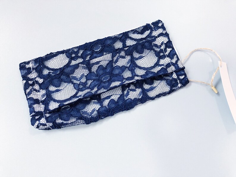 Navy lace face mask lace face mask breathable face mask Etsy