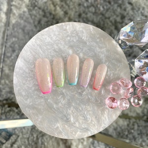 Spring Jelly Glitter Nails Press on Nail Set Fake Nails Gel Nails Glue on Handmade Short Long Coffin Almond Nails Kawaii Soft girl spring