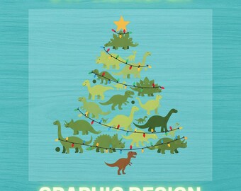 Christmas Dinosaur Tree DTF Ready to Press Heat Transfer