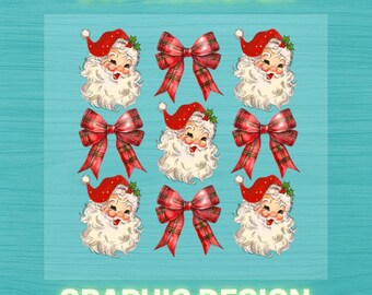 Christmas Santa and Bow Coquette DTF Ready to Press Heat Transfer