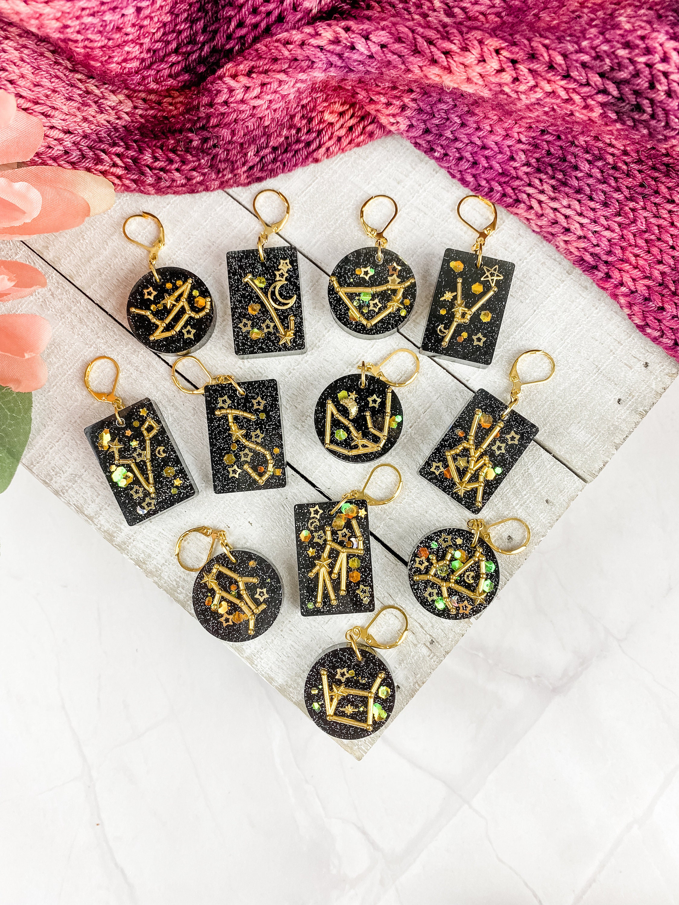 Zodiac Sign Stitch Marker, Outer Space Progress Keeper, Place Holder,…