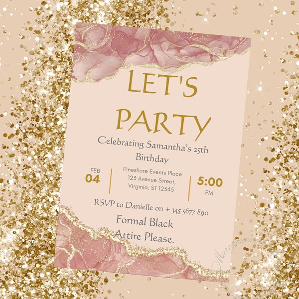 Pink Gold Birthday - Etsy