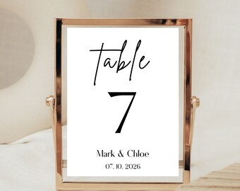 Wedding Table Numbers Printable, Table Numbers Template, Calligraphy Table Numbers, 5x7, Edit with Canva, Editable Table Numbers