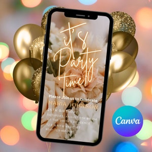 Neon Light Digital Birthday Invitation Template, Text Message Phone Invite, Hot Yellow Glow, Teen Party Girl Party, Any Age Mobile Evite