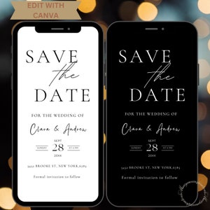 Digital Invite Electronic Save the Date, Minimal Save the Date E-invite Template, Electronic Save The Date Digital, Download Text Message