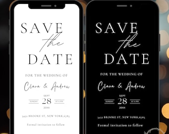 Digital Invite Electronic Save the Date, Minimal Save the Date E-invite Template, Electronic Save The Date Digital, Download Text Message