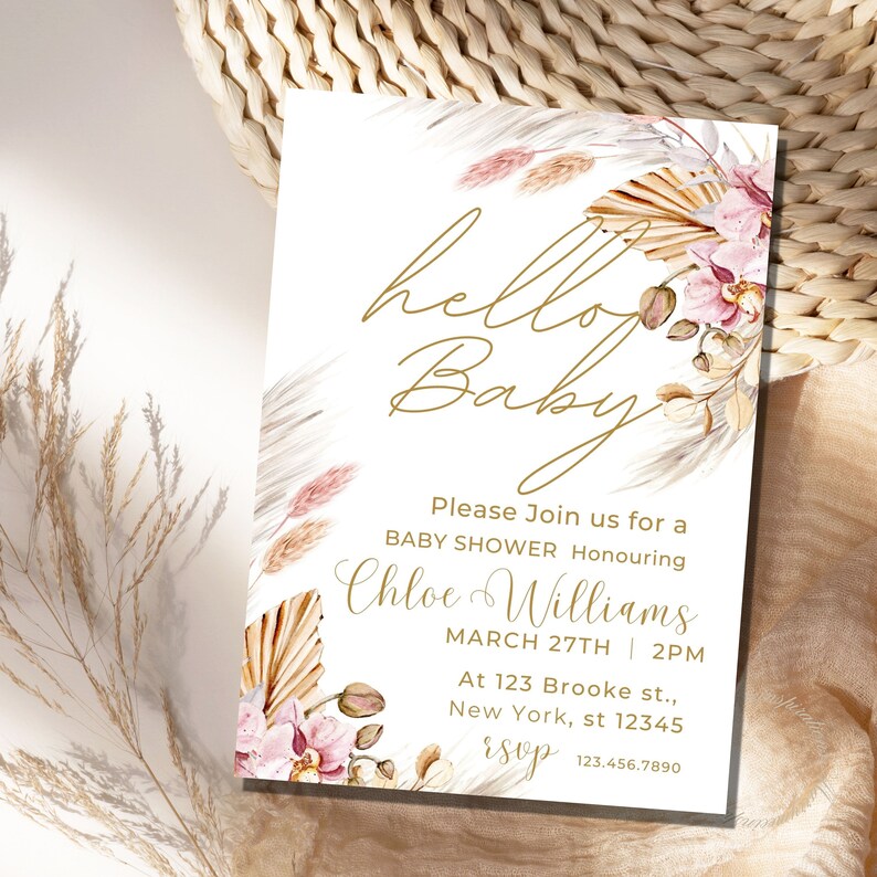 Boho Baby Shower Invitation Baby Shower Invitation Template Etsy UK