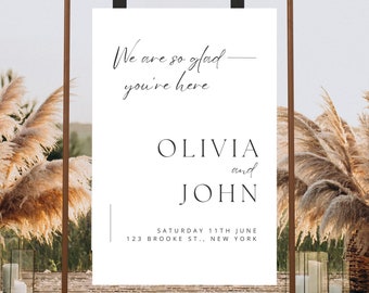 Minimalist Script Wedding Welcome Sign, Modern Large Print (Digital Download)