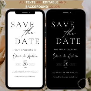 Digital Invite Electronic Save the Date, Minimal Save the Date E-invite Template, Electronic Save The Date Digital, Download Text Message image 2