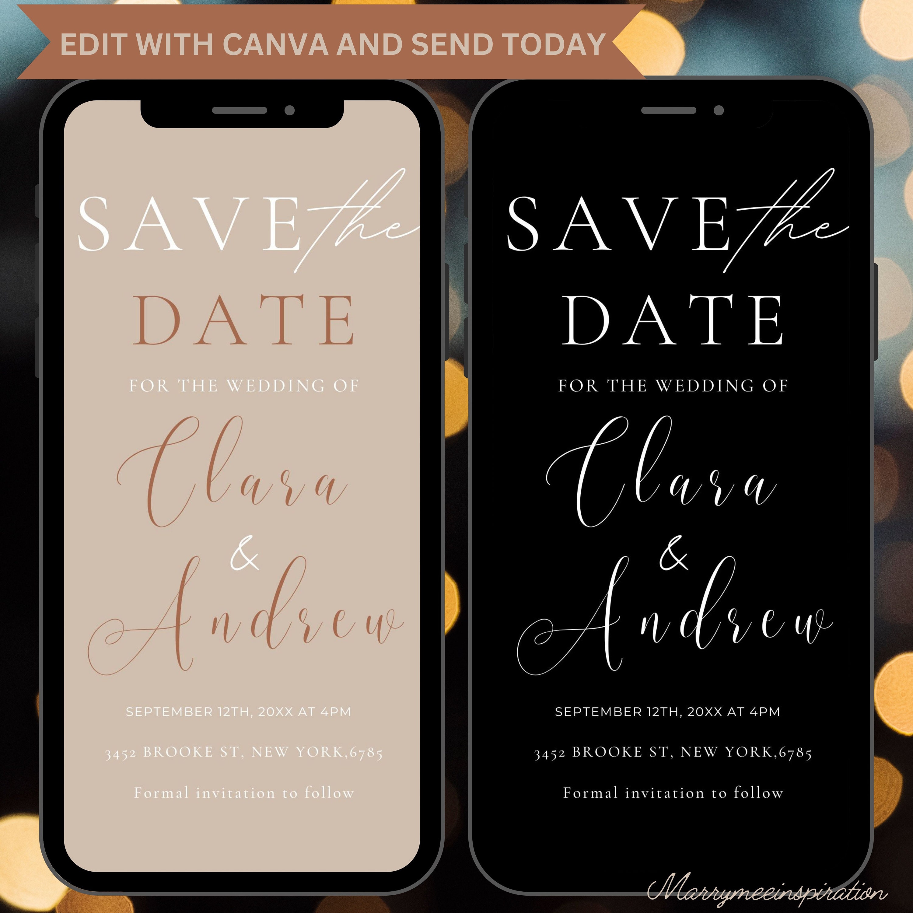 Digital Invite Electronic Save the Date, Minimal Save the Date Einvite
