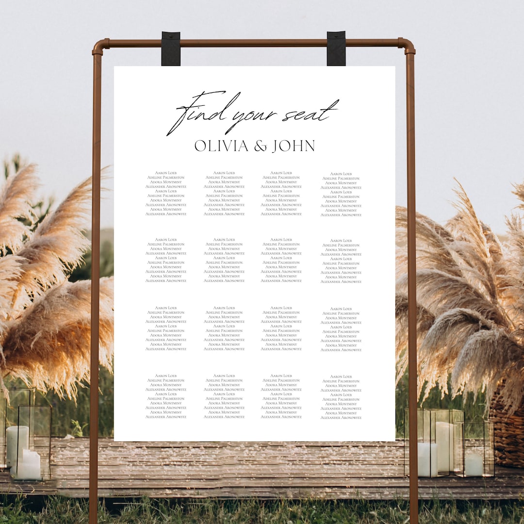 Wedding Seating Chart Template ,table Seating Chart ,take a Seat Rehearsal Dinner, DIY Wedding ...