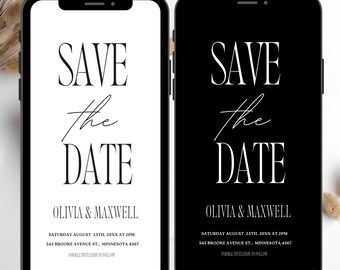 Electronic Save the Date Invite, Digital Minimal Save the Date E-invite Template, Electronic Save The Date Ecard, Text Message Download