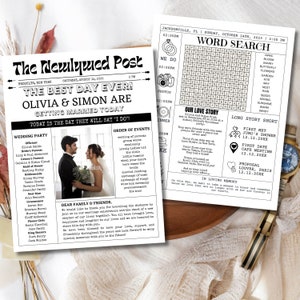 Editable Wedding Newspaper Program Template Crossword Editable Wedding Infographic Program Printable Wedding Infographic Wedding Word Search