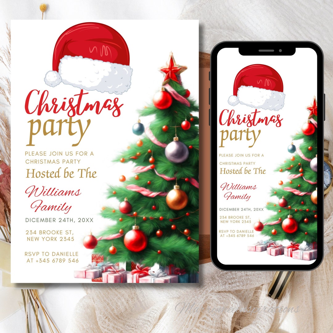 Editable Christmas Party Invitation, Christmas Party Invitation