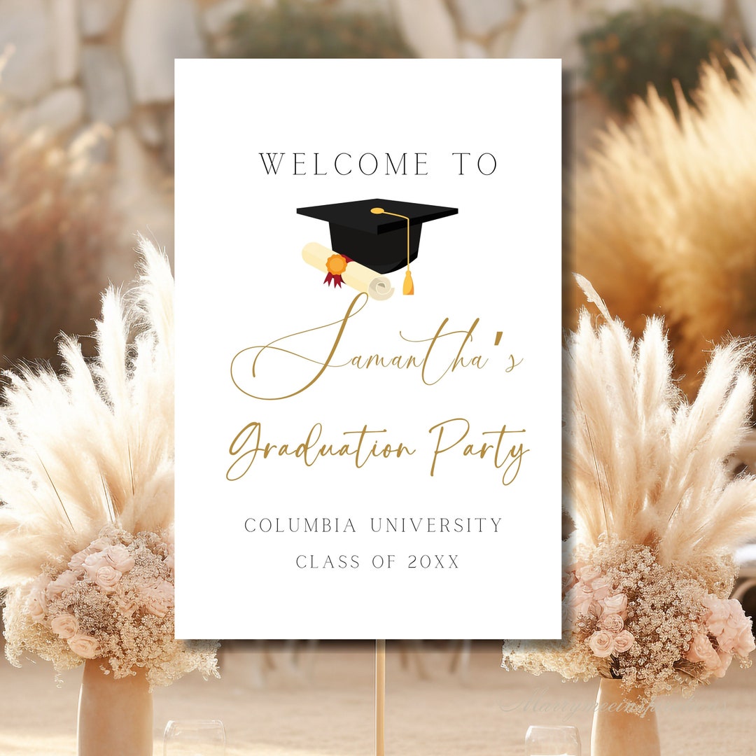 Graduation Welcome Note Modern Graduation Party Welcome Sign Template, Minimalist Photo ...