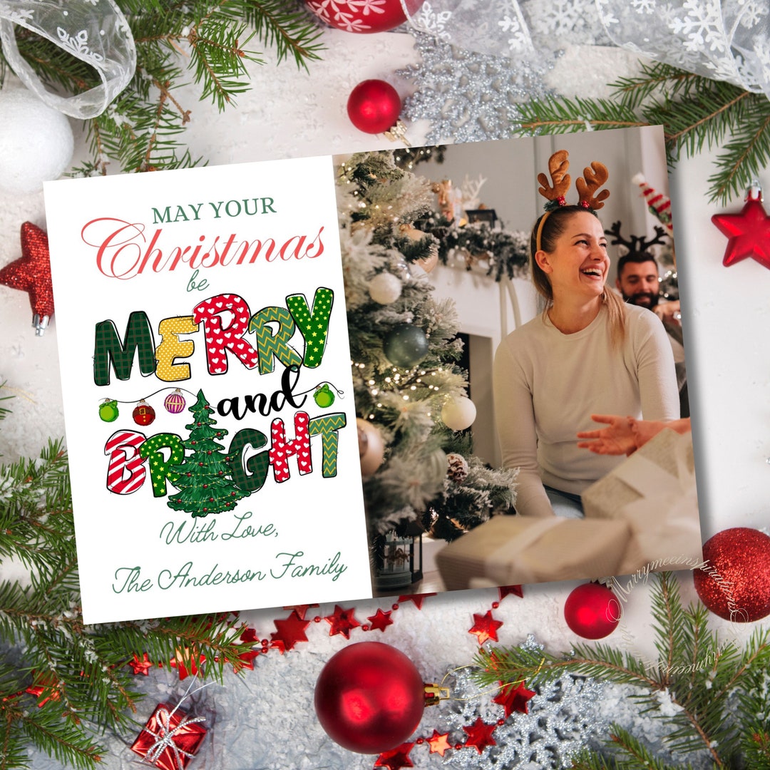 Printable Christmas Greetings Card Template Merry Christmas - Etsy