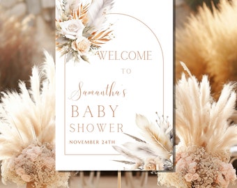Pampas Grass Boho Baby Shower Welcome Sign Template (Digital Download)