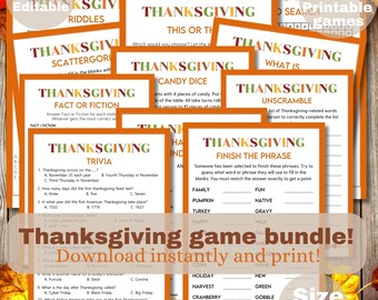 Thanksgiving Games Bundle | Printable Trivia, Bingo, & More (Digital Download)