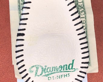 Magnetic leather baseball money holder