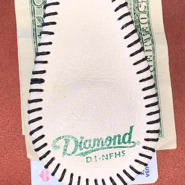 Magnetic leather baseball money holder