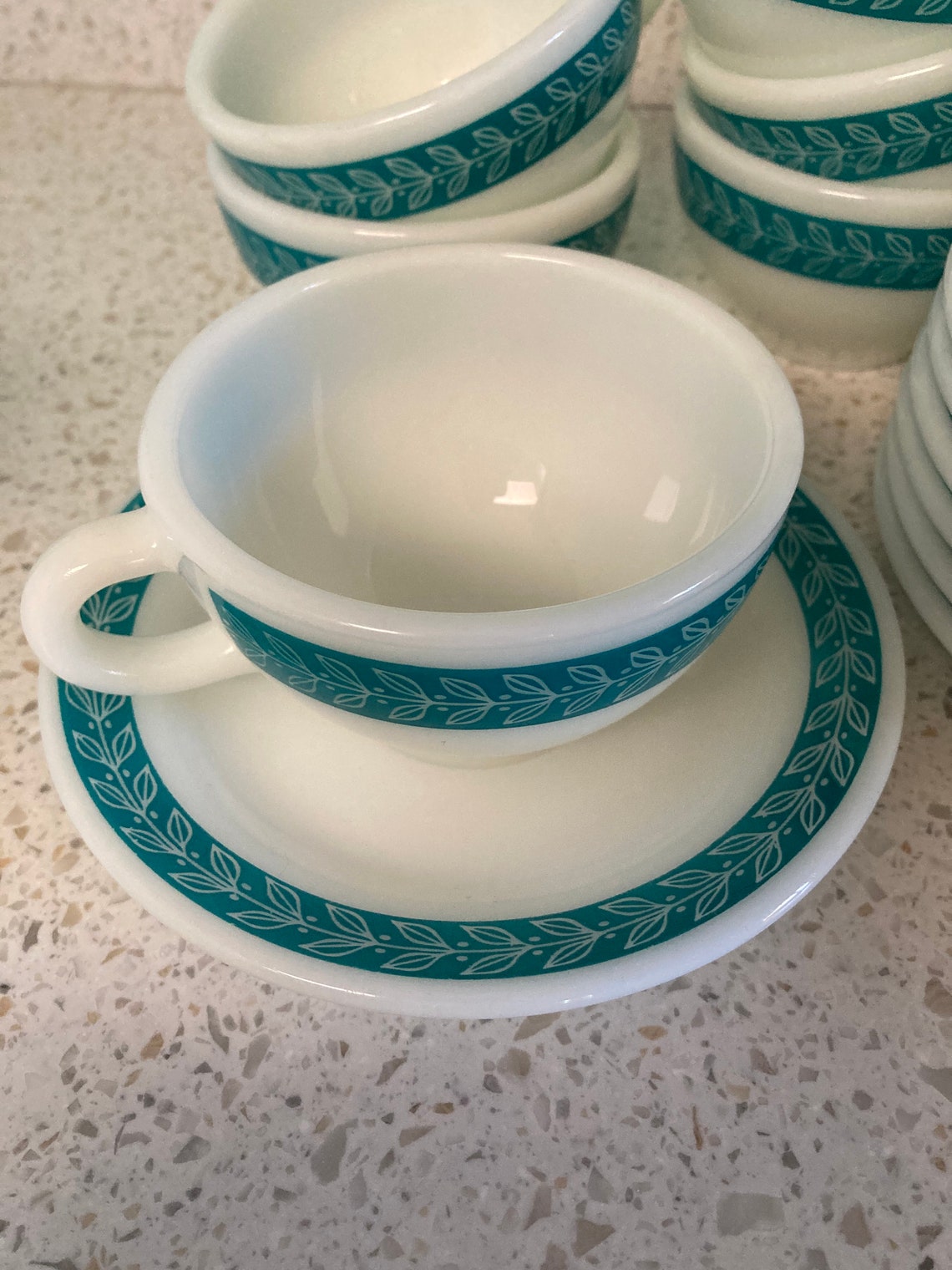 Set of 2 Vintage Pyrex Corningware Bluegrass Laurel Teal Leaf Etsy