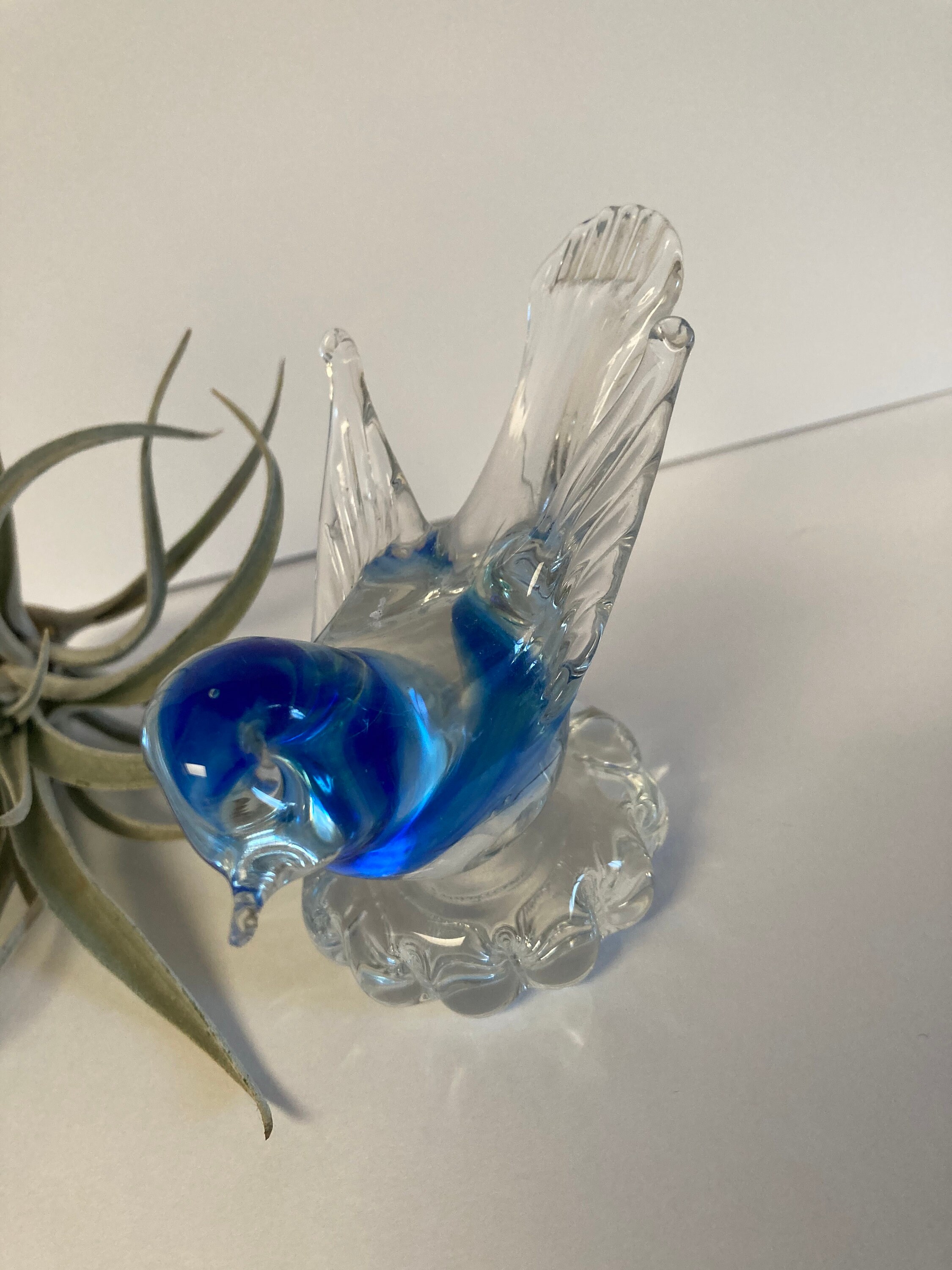 Vintage Glass Arte Murano ICET Blue Bird Paperweight Hand Etsy