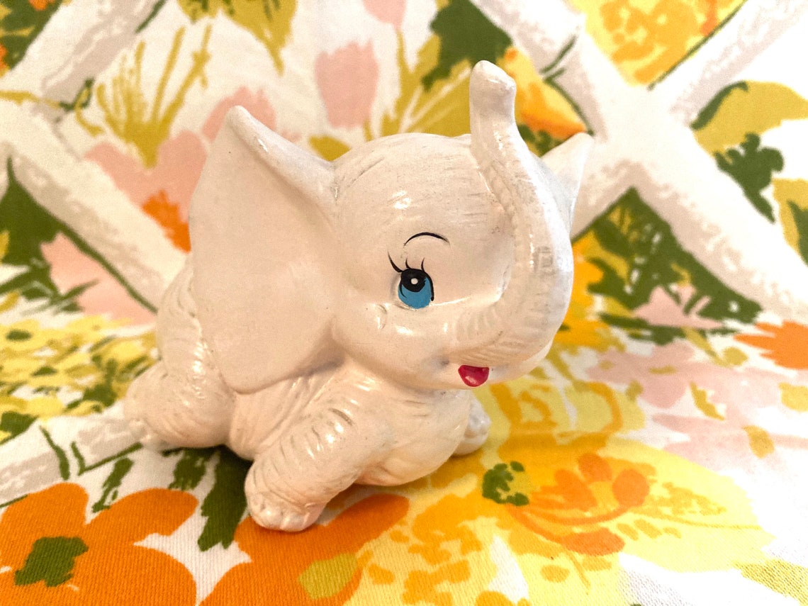 Vintage White Ceramic Elephant Figurine Made in Japan Papel Etsy