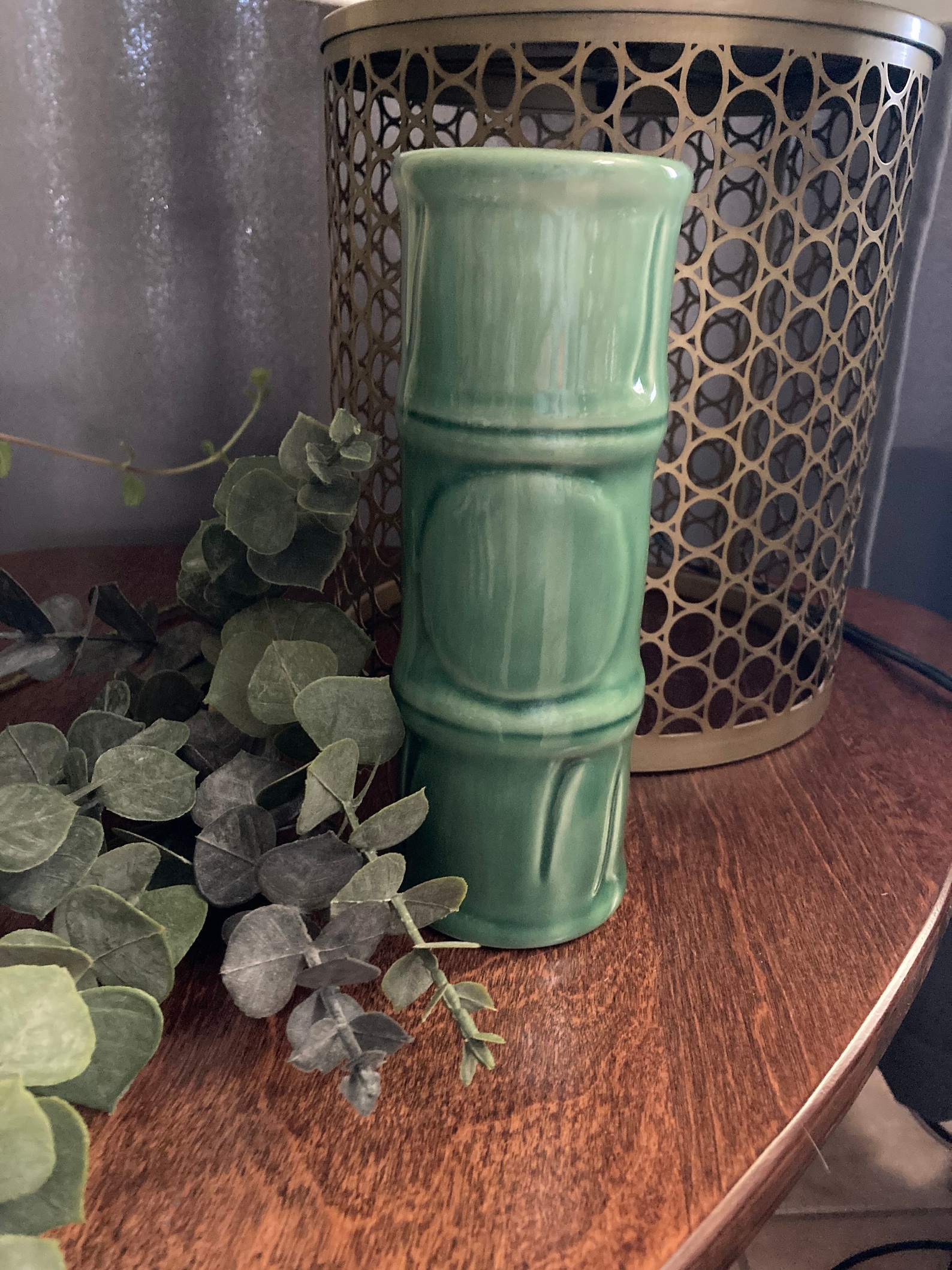 Vintage Libbey Ceramic Green Bamboo Stalk Vase 7.75 tall Etsy