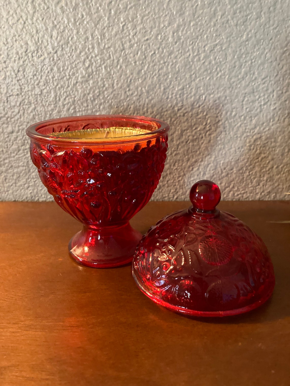 Vintage AVON Red Glass Candle 1970s scent Candle Unused Etsy