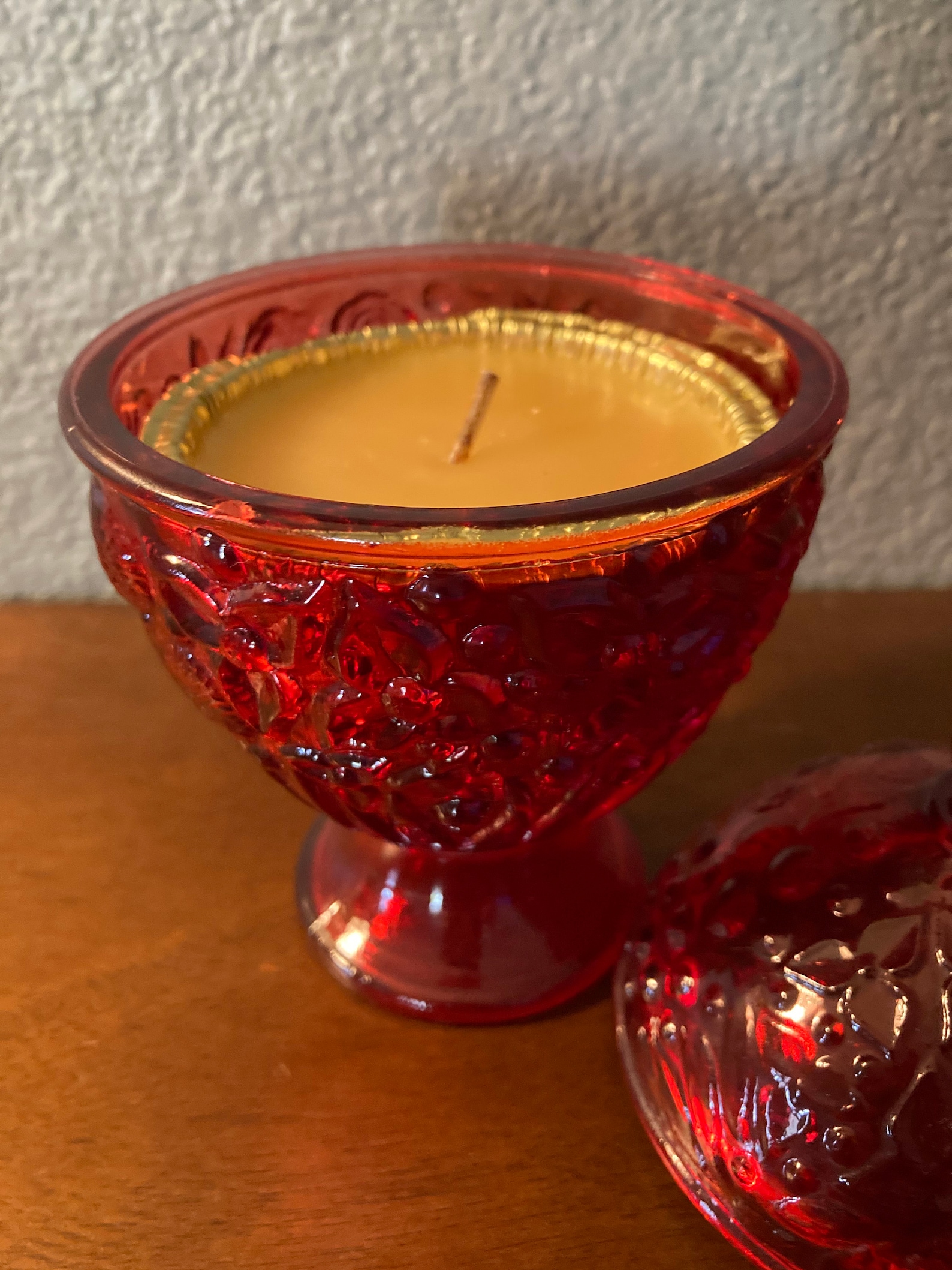 Vintage AVON Red Glass Candle 1970s scent Candle Unused Etsy