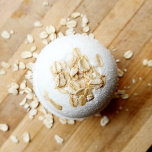 Milk and oats bath bomb, gentle skin care, relaxation spa gift