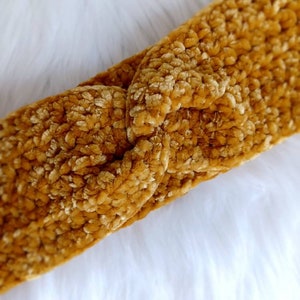 Golden Velvet Crochet Earwarmers/headband, fall & cold weather clothing