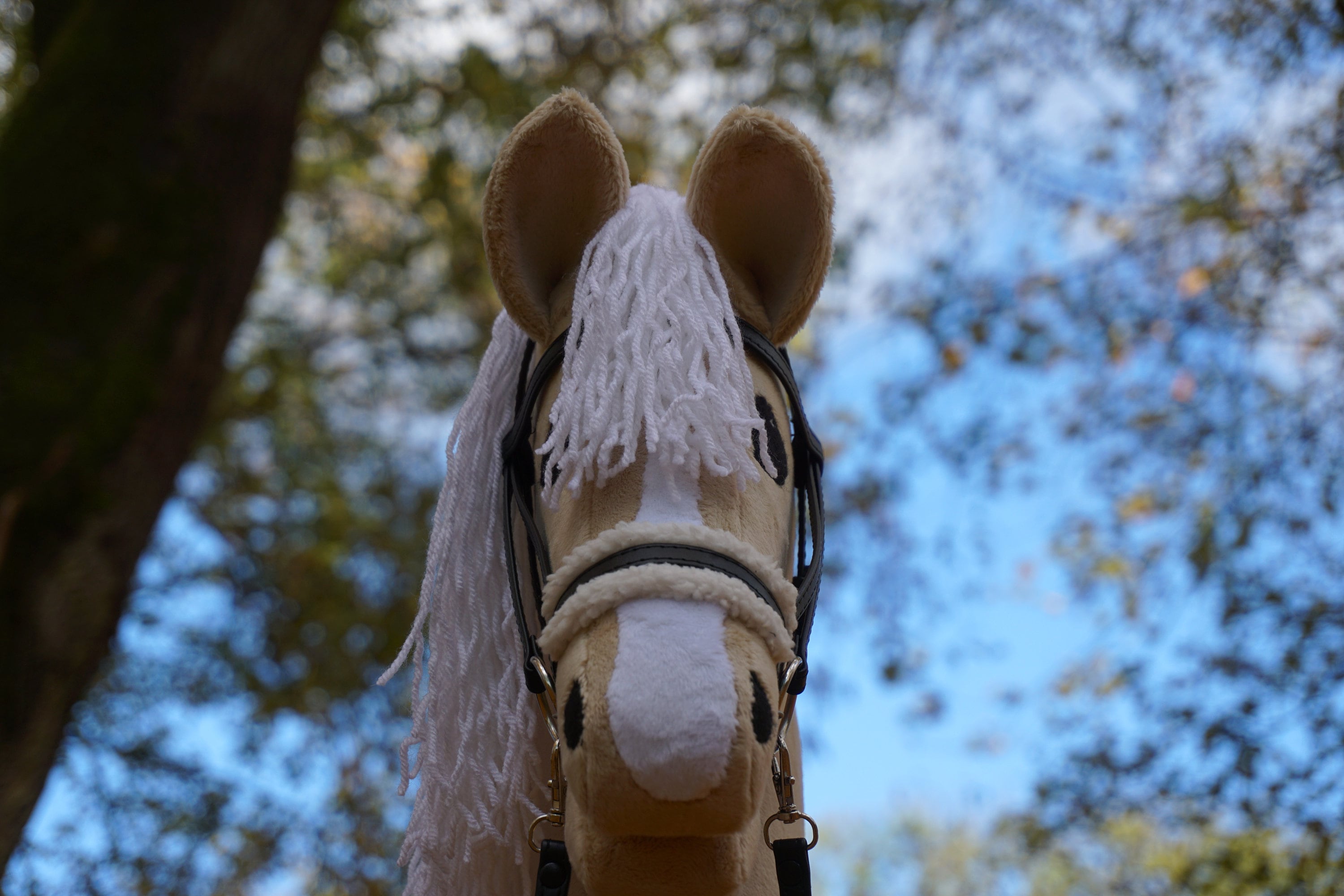 Hobby horse palomino with black bridle./ Hobby horse Etsy Polska