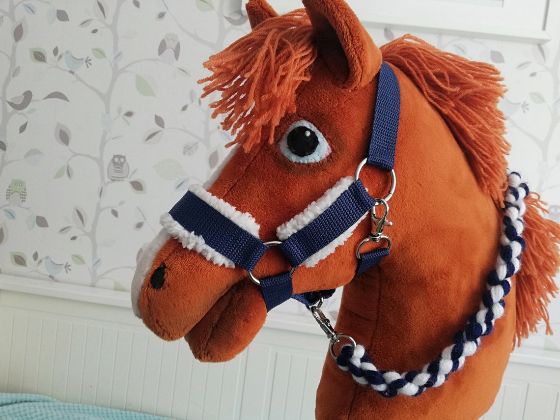 Halter With Fur for Hobby Horse Navy Blue Lead White / Navy Etsy