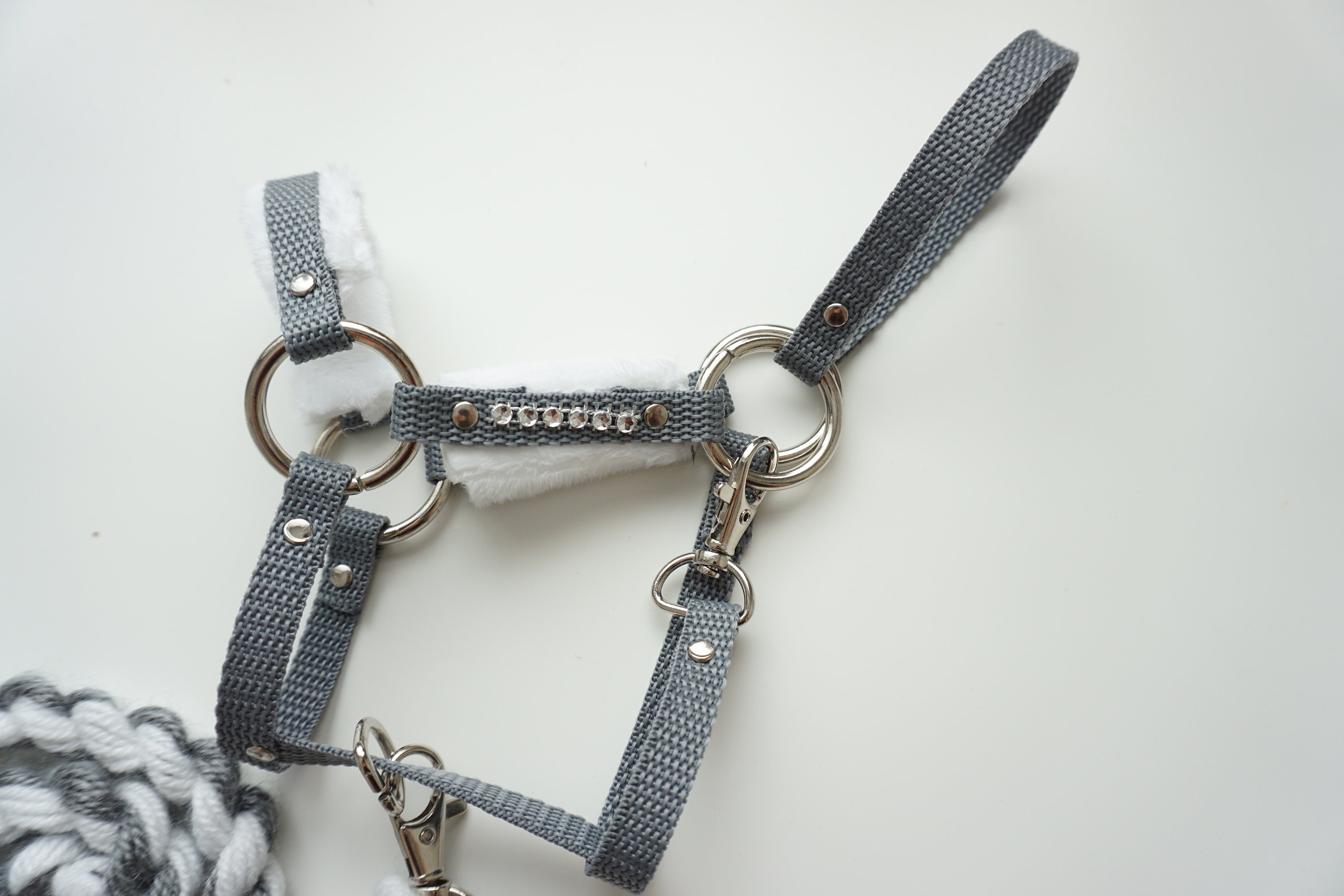 Halter for Hobby Horse With Fur Lead / Graysilver Set Etsy
