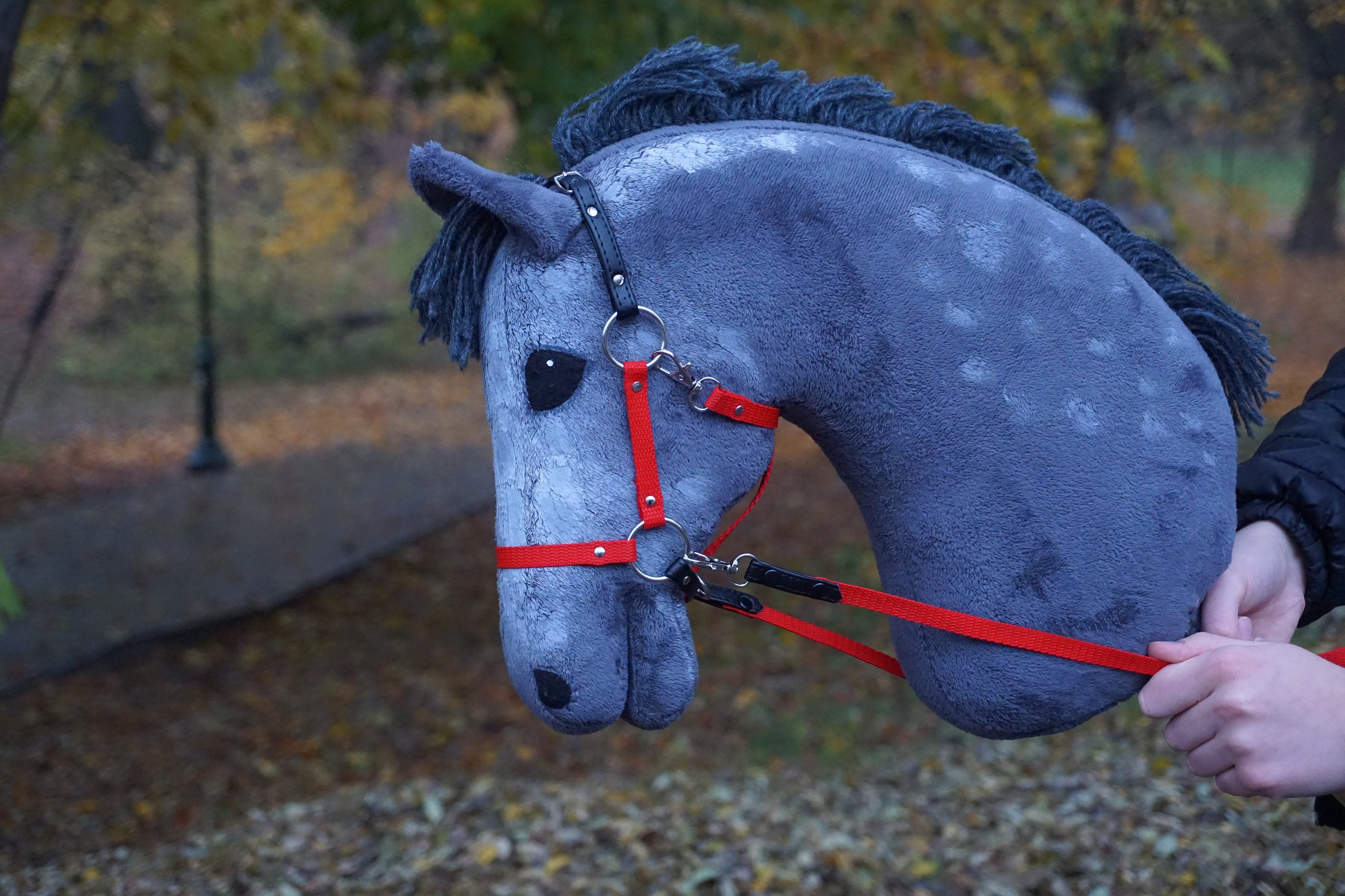 Halter for Hobby Horse With Reins Red / Black Leather Etsy
