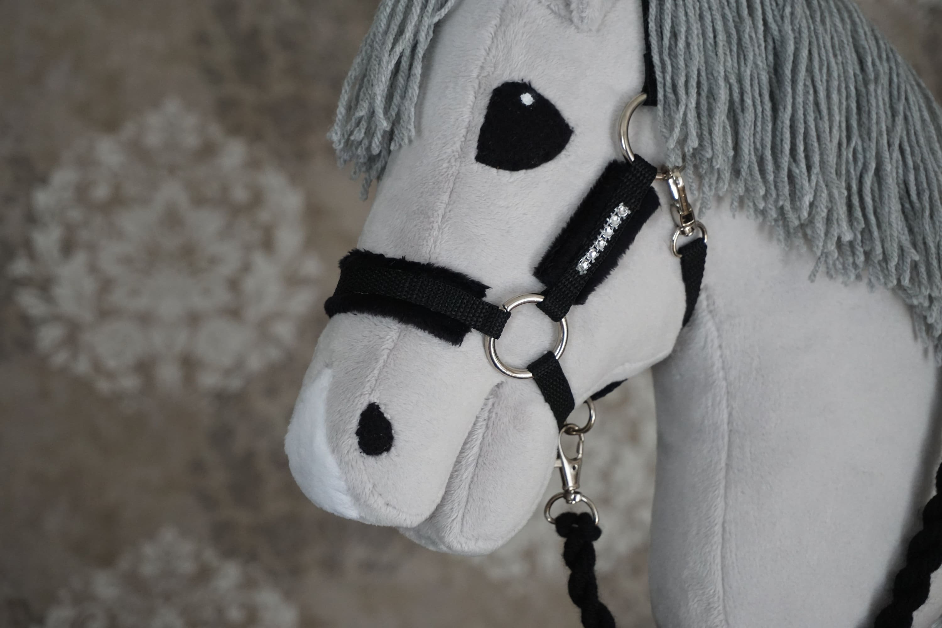 Ensemble d'accessoires Hobby Horse Rose et Noir : licol + longe +
