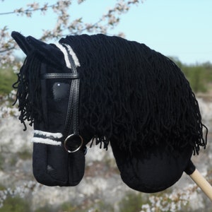 Hobby horse black - friesian with bridle / Hobby horse black - friesian with bridle