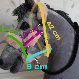 Cabezada para caballo de juguete + rienda / Conjunto de piel blanca imagen 4