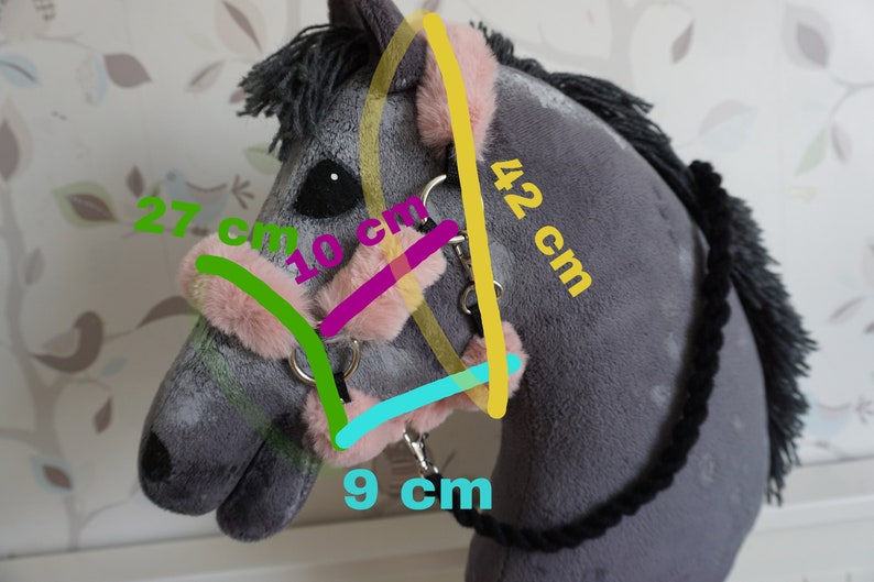 Cabezada para caballo de juguete + rienda / Conjunto de piel blanca imagen 4