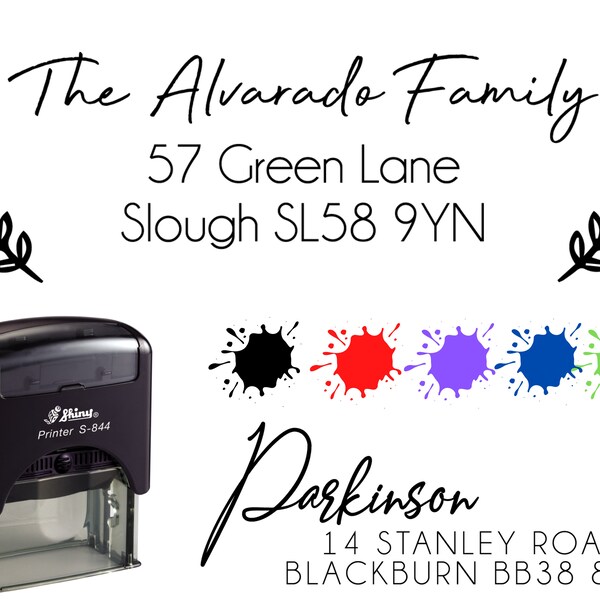 Personalized Return Address Stamp Self Ink 3 Line Modern Business Family Wedding Stamper Custom Stamps Many Designs UK