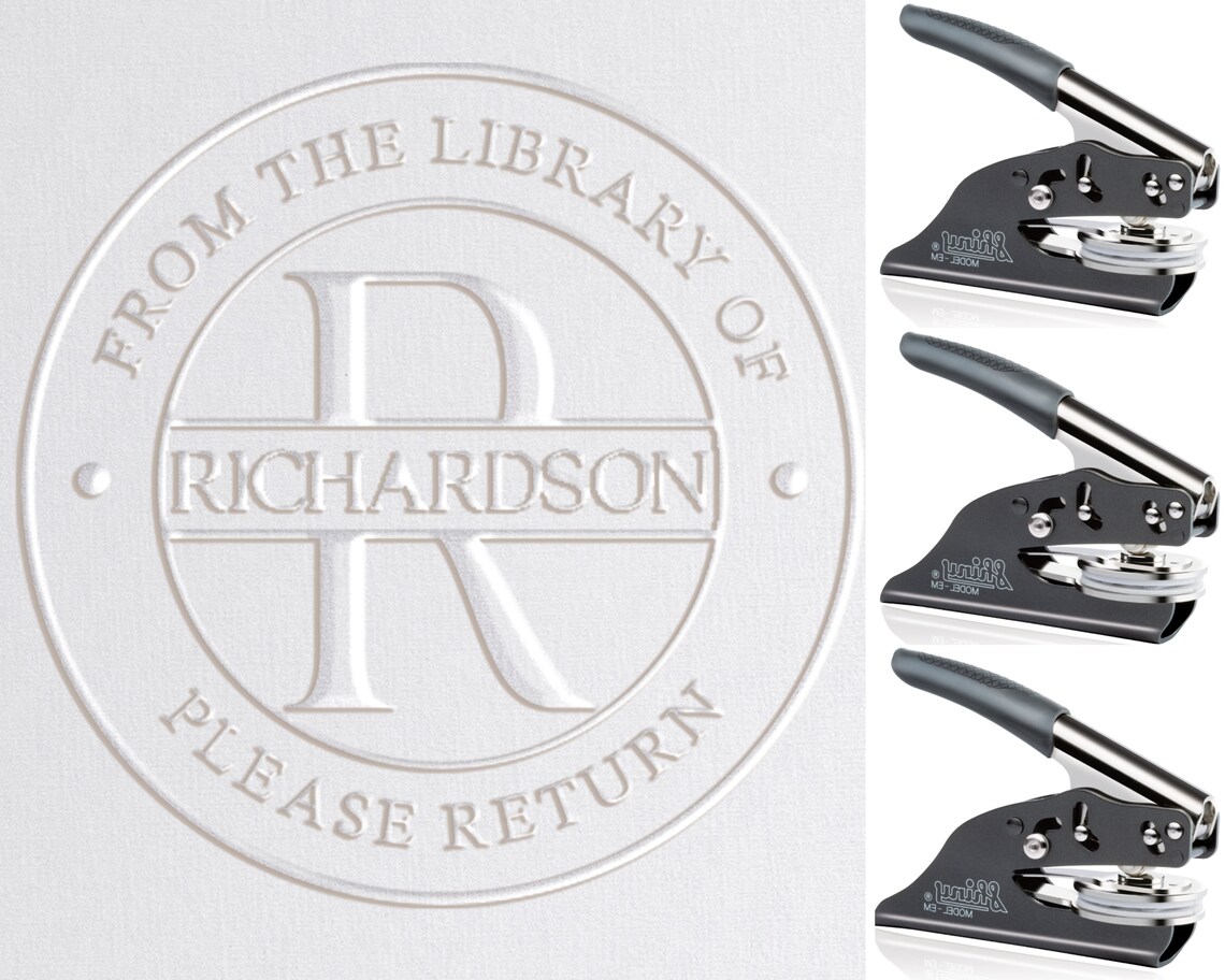 From the Library of Embosser Custom Embosser Stamp Book Etsy UK