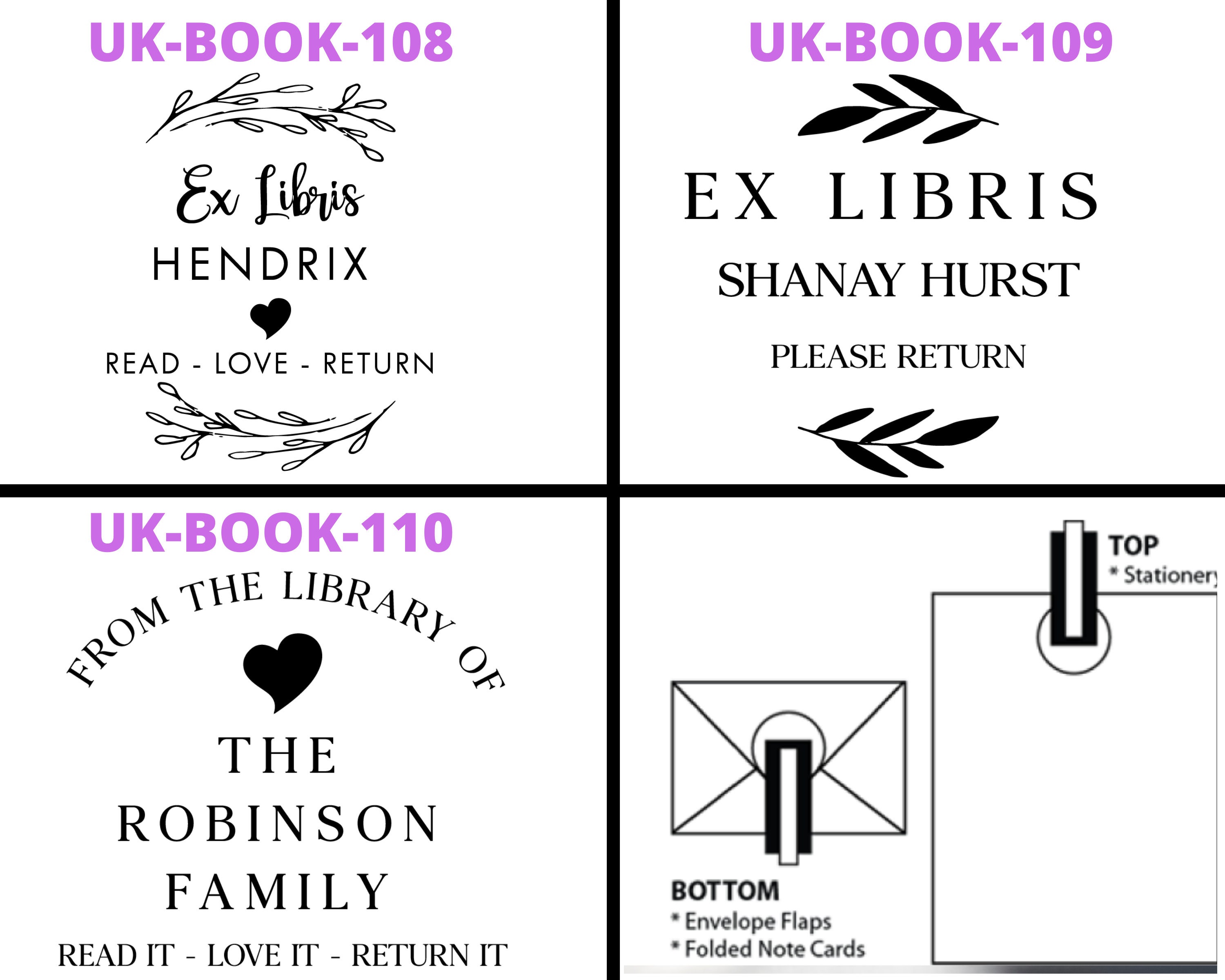 Library Book Embosser Custom 10 Designs Ex Libris Family Etsy UK