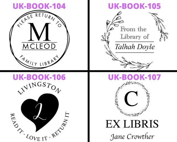 Personalized Book Embosser 10 Designs Ex Libris Custom Embosser Seal Stamp  Personalized Customized 1 X 5/8 