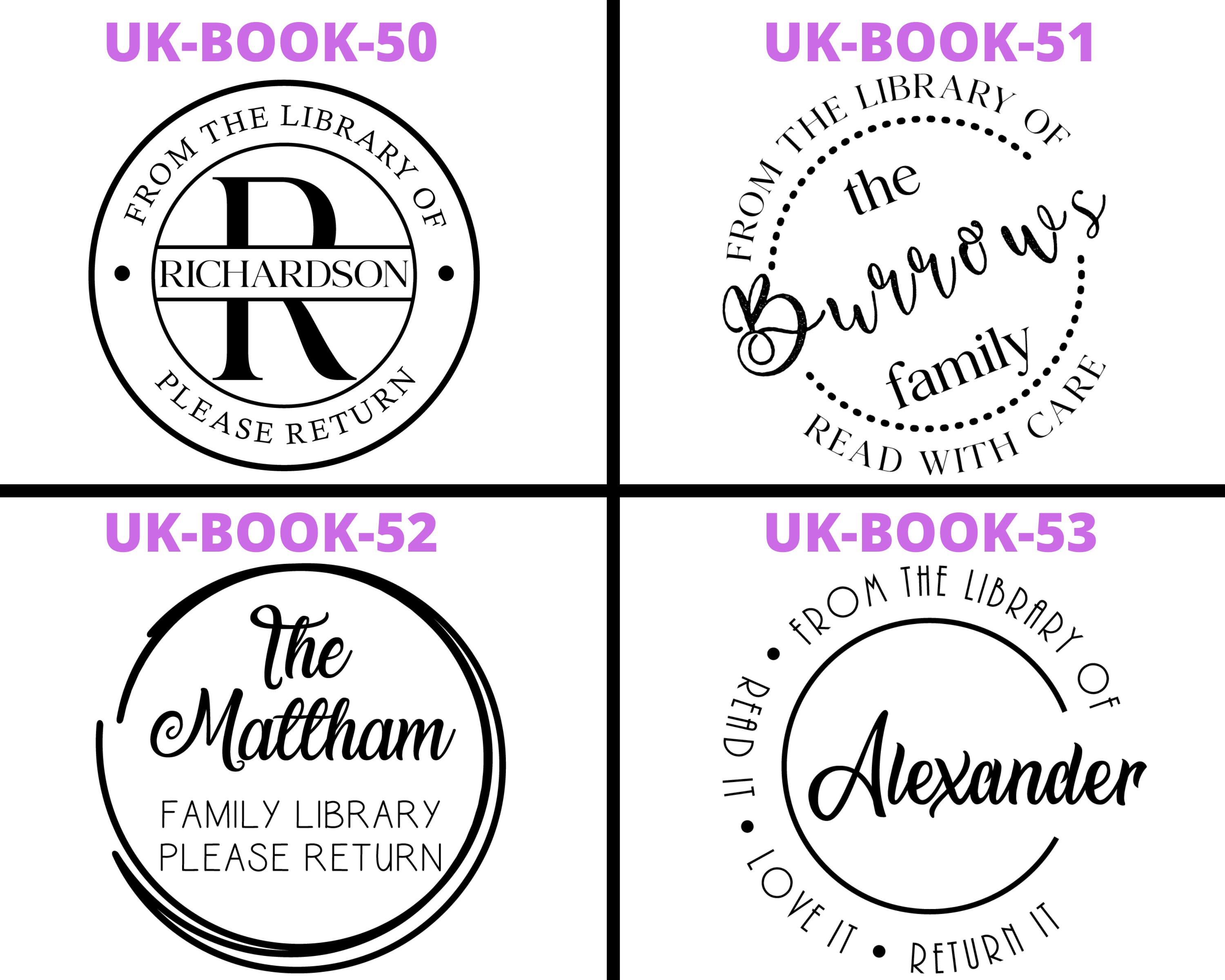 Library Book Embosser Custom 10 Designs Ex Libris Family Etsy UK