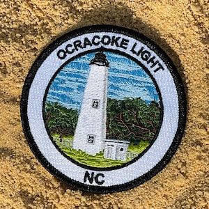 Ocracoke Lighthouse Embroidered Iron On Patch