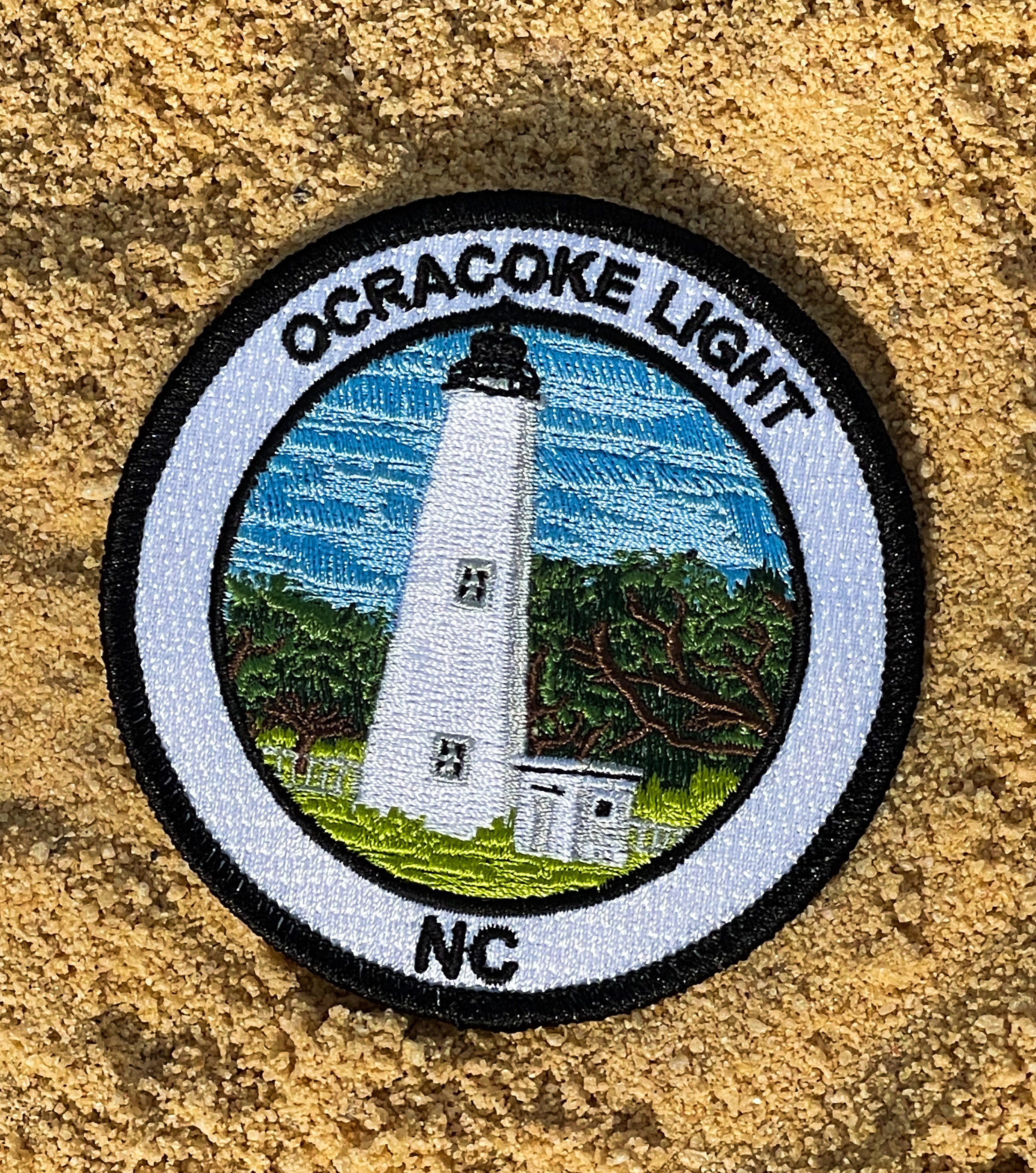 Ocracoke Lighthouse Embroidered Iron On Patch
